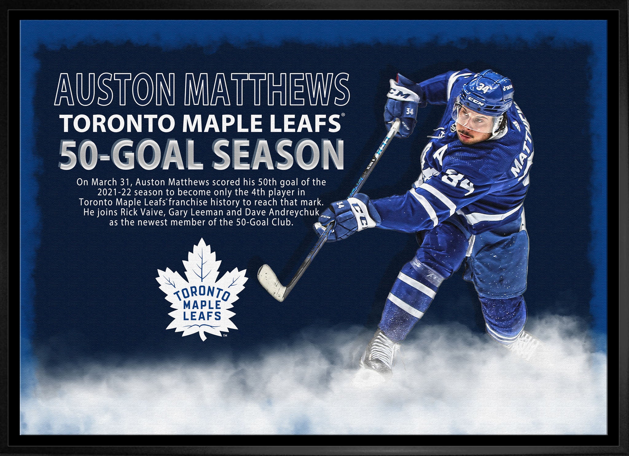 Auston Matthews Toronto Maple Leafs Framed 50 Goal Club Canvas