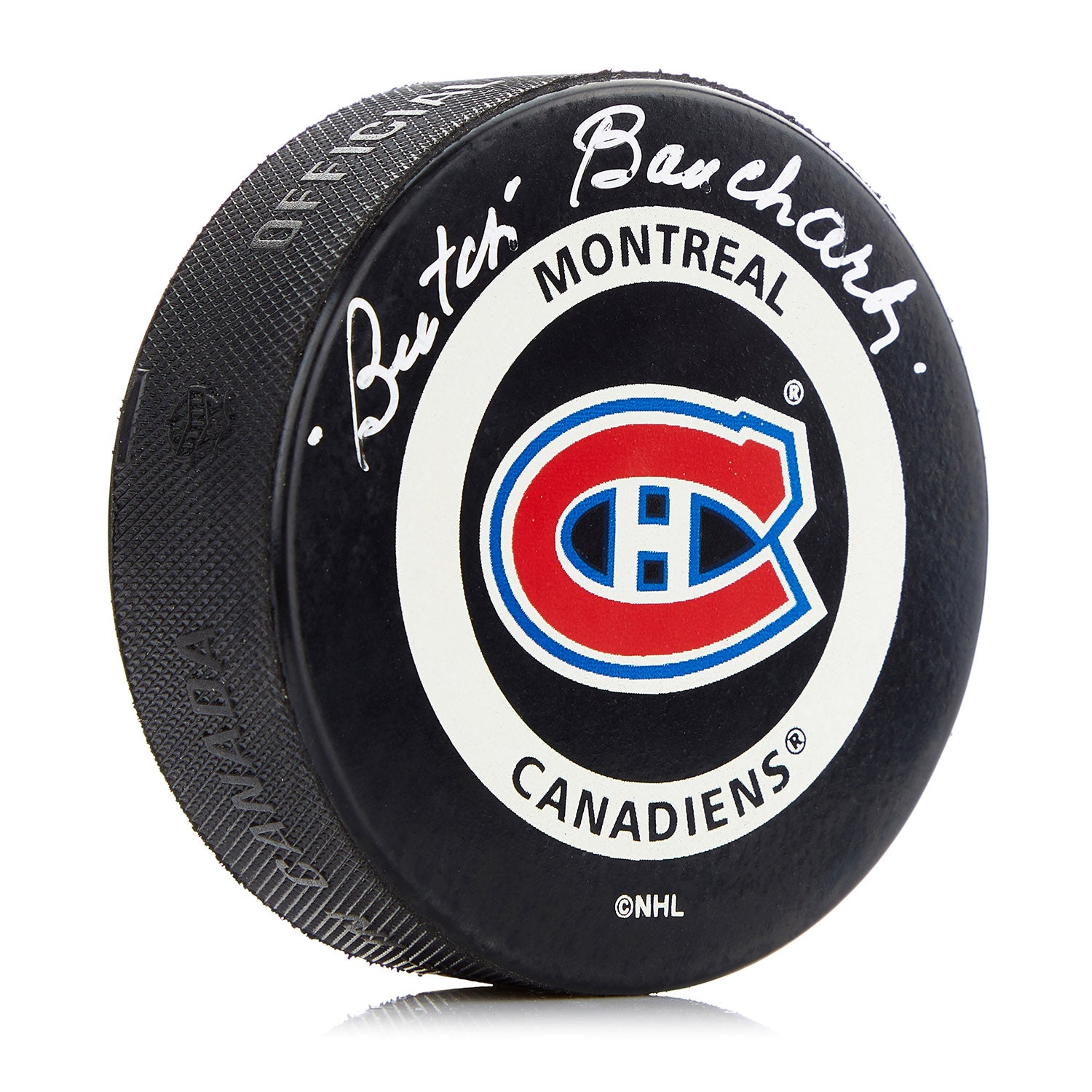 Butch Bouchard Montreal Canadiens Autographed Hockey Puck