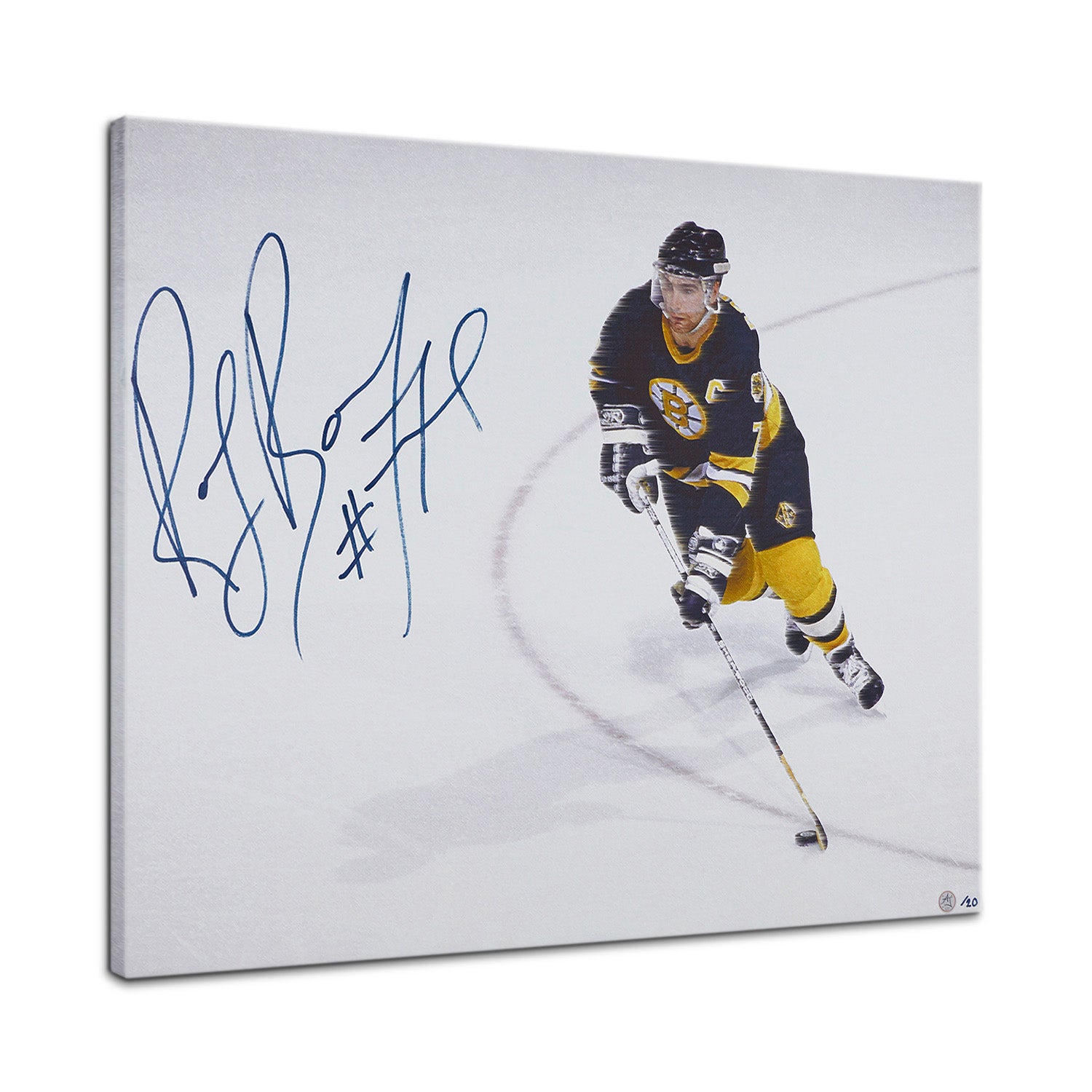 Ray Bourque Autographed Boston Bruins Whirlwind 26x32 Art Canvas #/20
