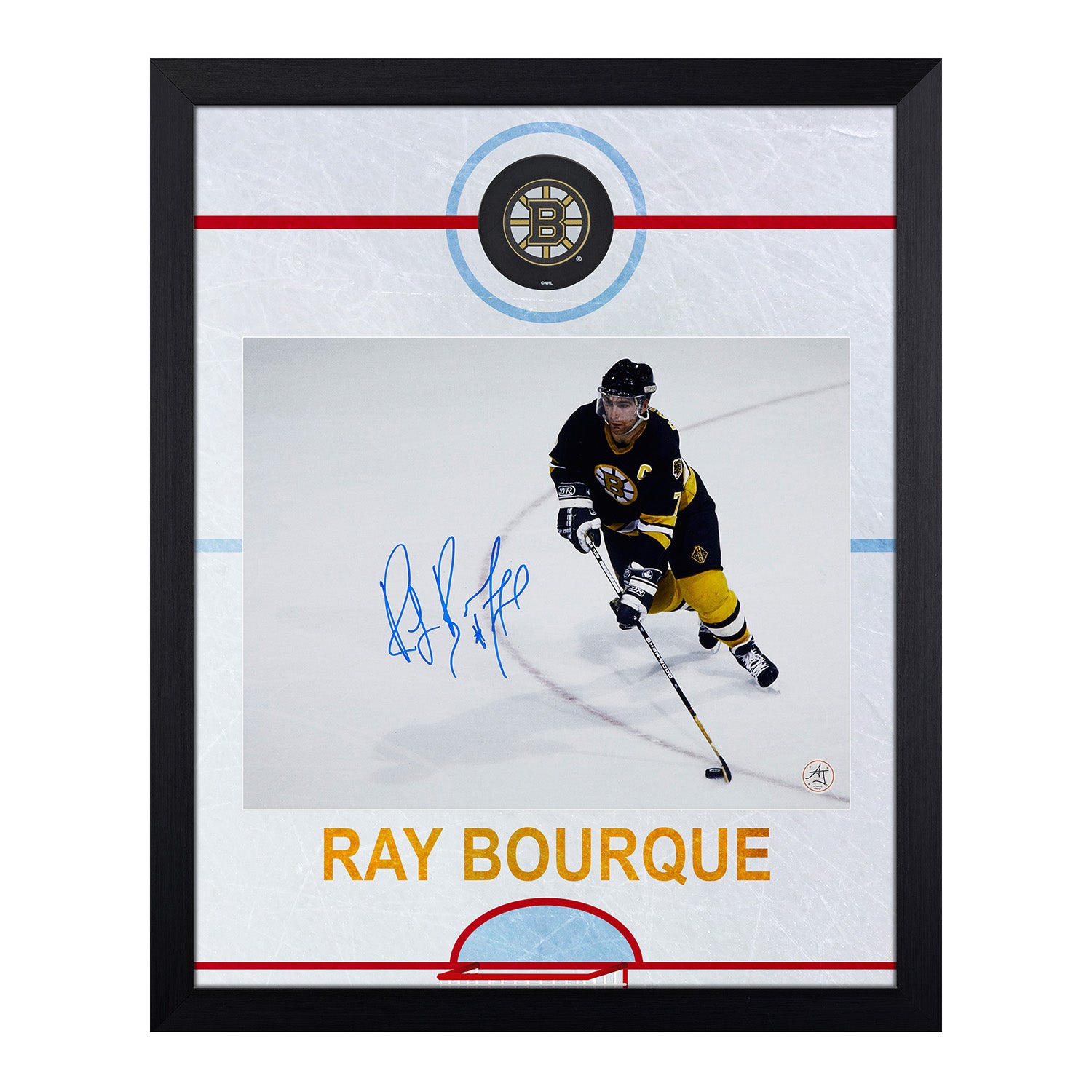Ray Bourque Signed Boston Bruins Graphic Rink 19x23 Frame
