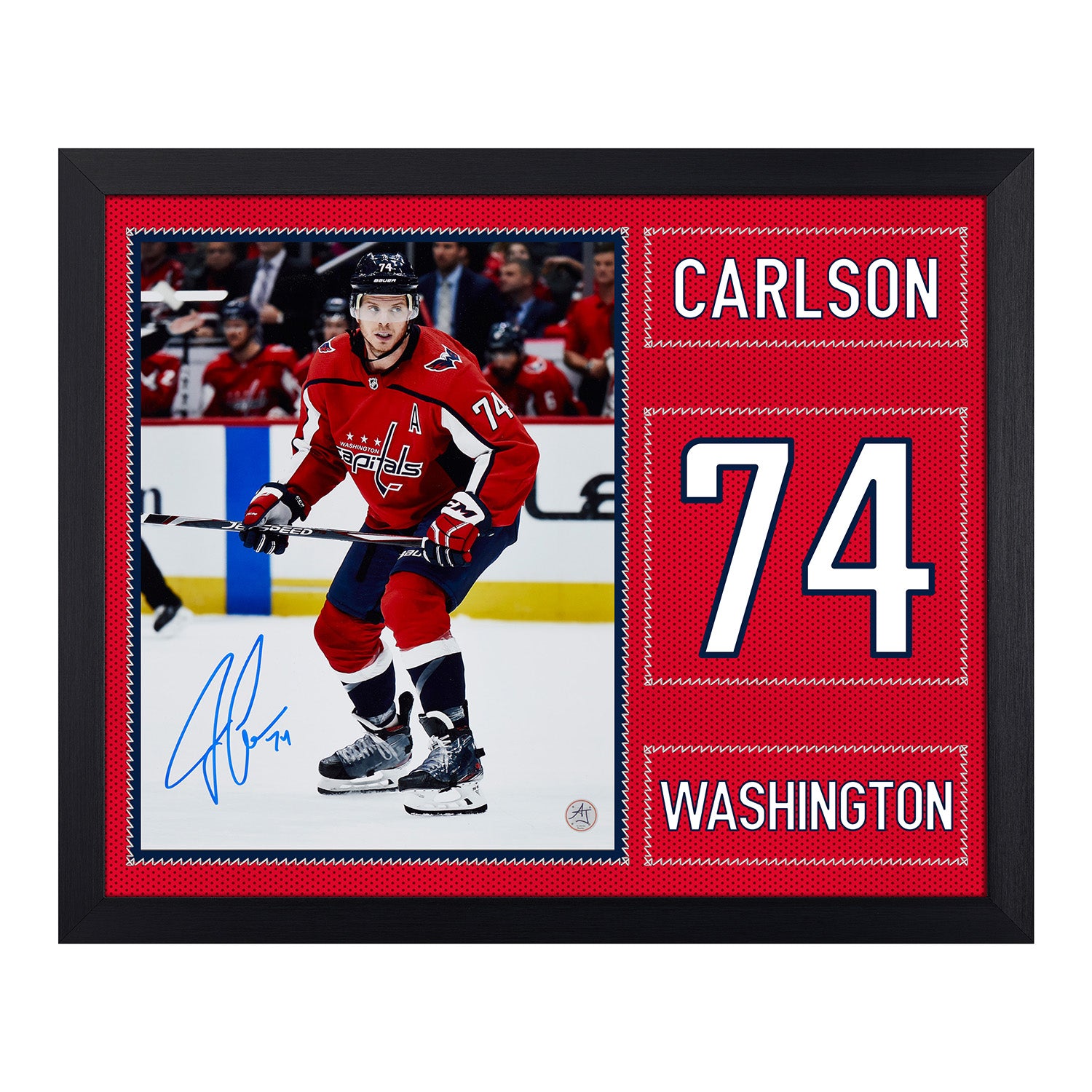 John Carlson Signed Washington Capitals Uniform Graphic 19x23 Frame