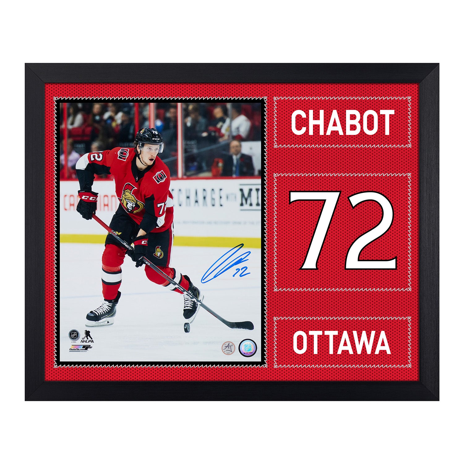Thomas Chabot Signed Ottawa Senators Uniform Graphic 19x23 Frame
