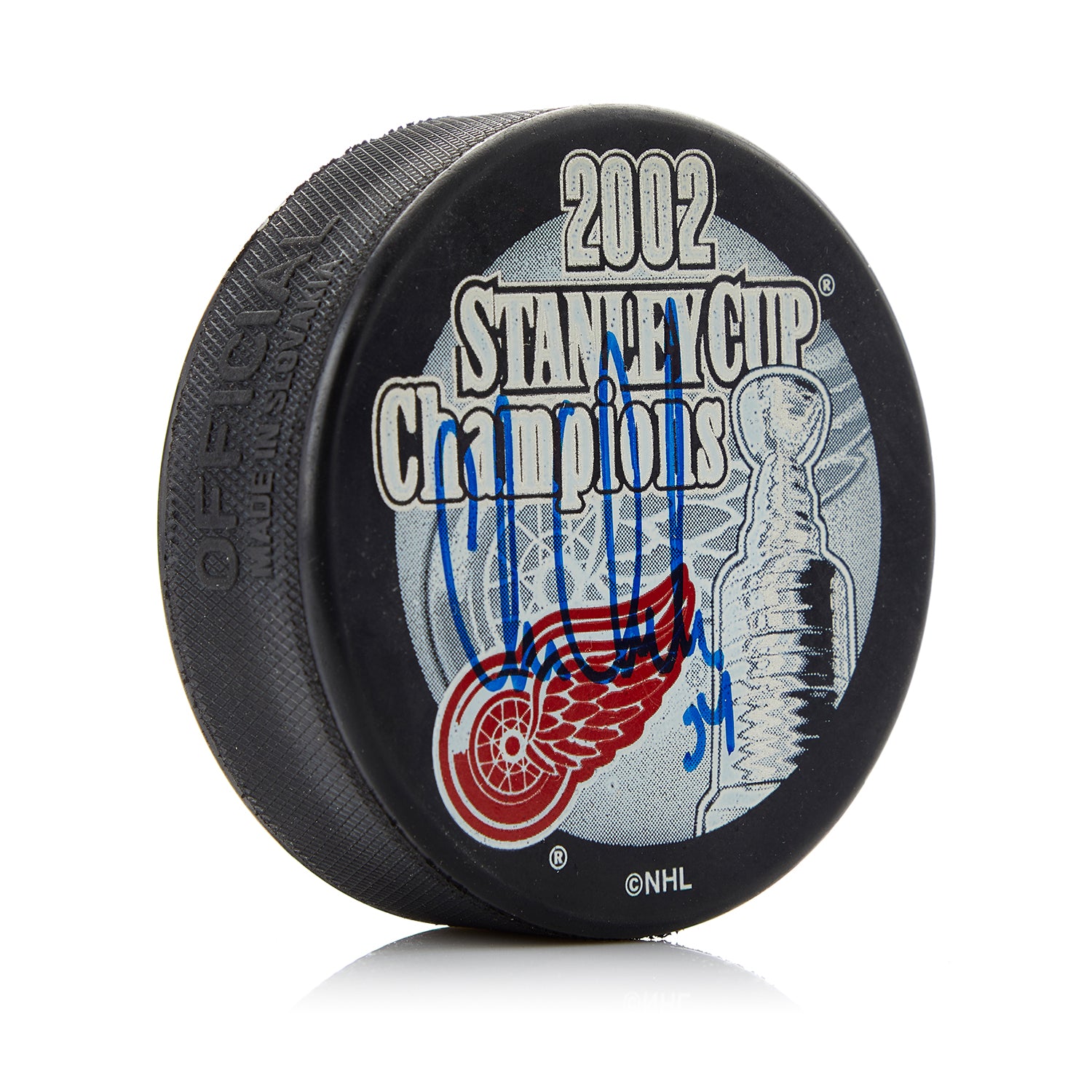 Chris Chelios Detroit Red Wings Autographed 2002 Stanley Cup Puck
