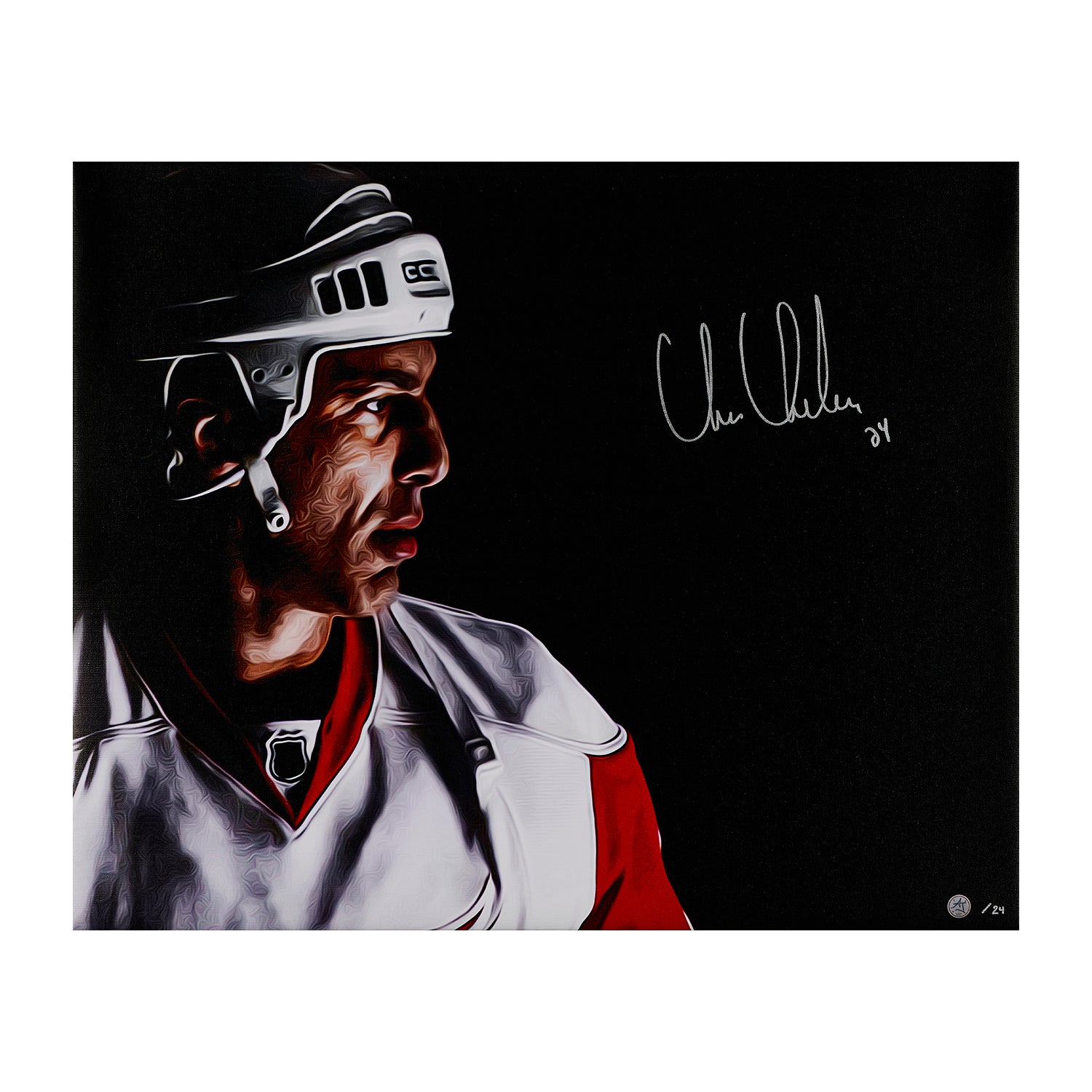 Chris Chelios Signed Detroit Hockey Profile 26x32 Art Canvas /24