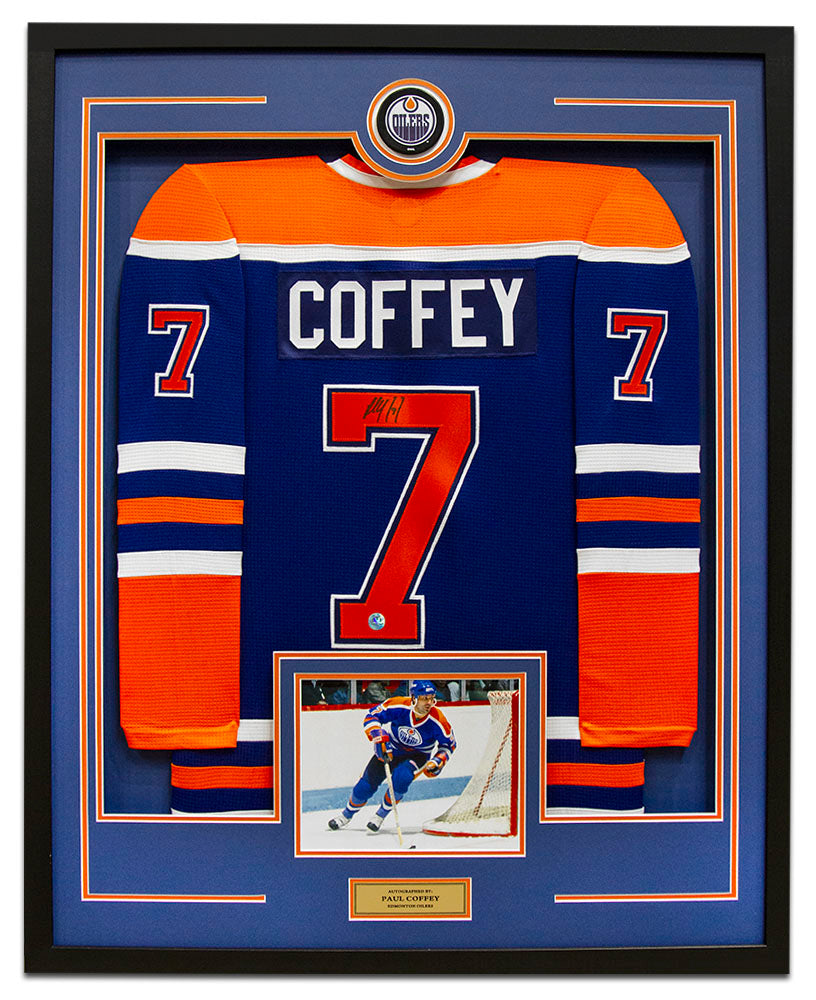 Paul Coffey Signed Edmonton Oilers 36x44 Jersey Frame