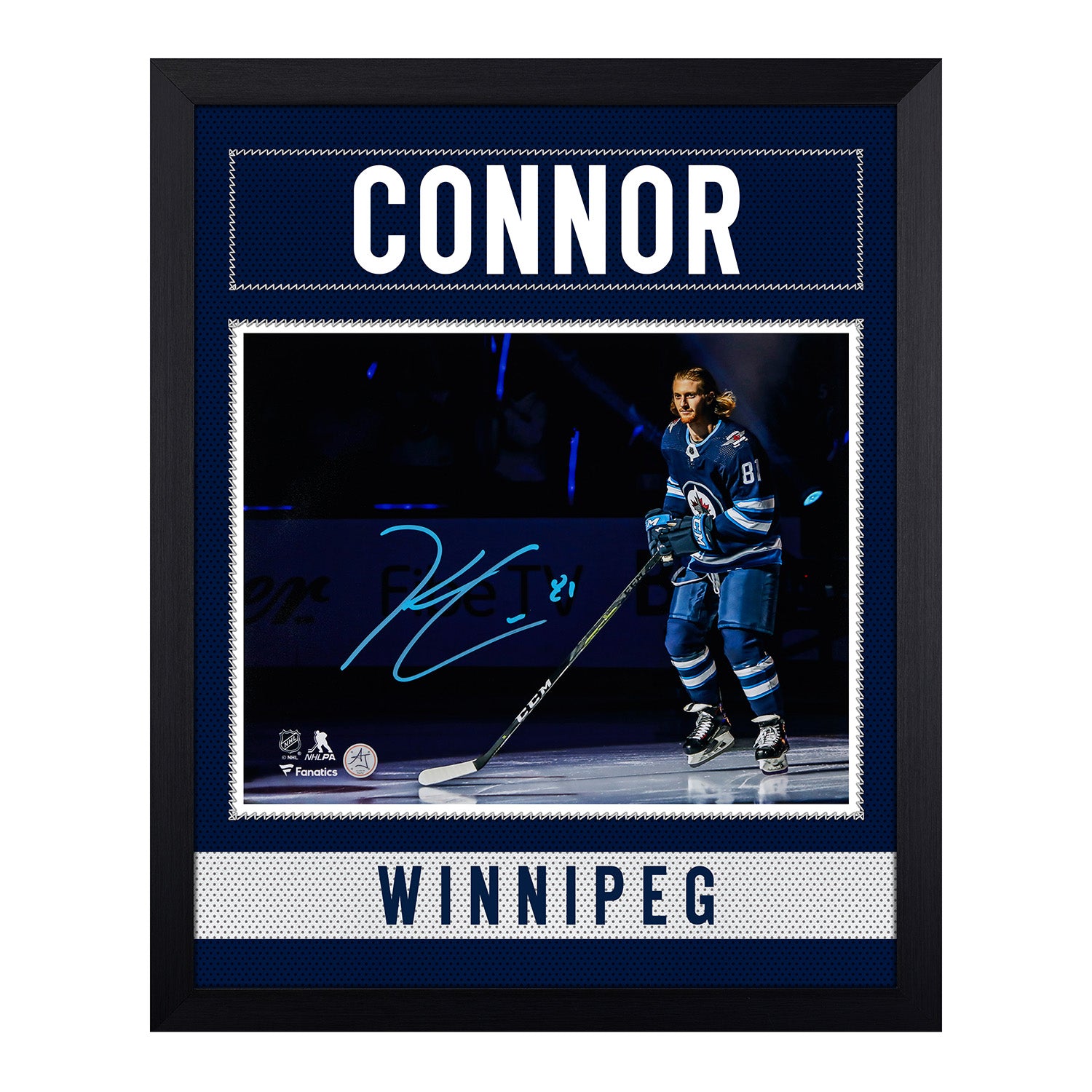 Kyle Connor Signed Winnipeg Jets Uniform Graphic 19x23 Frame