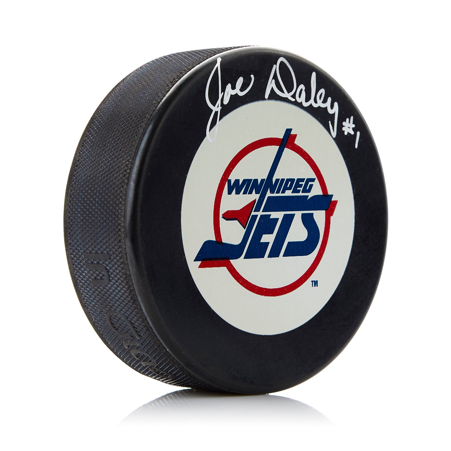 Joe Daley Winnipeg Jets Autographed Vintage Logo Hockey Puck