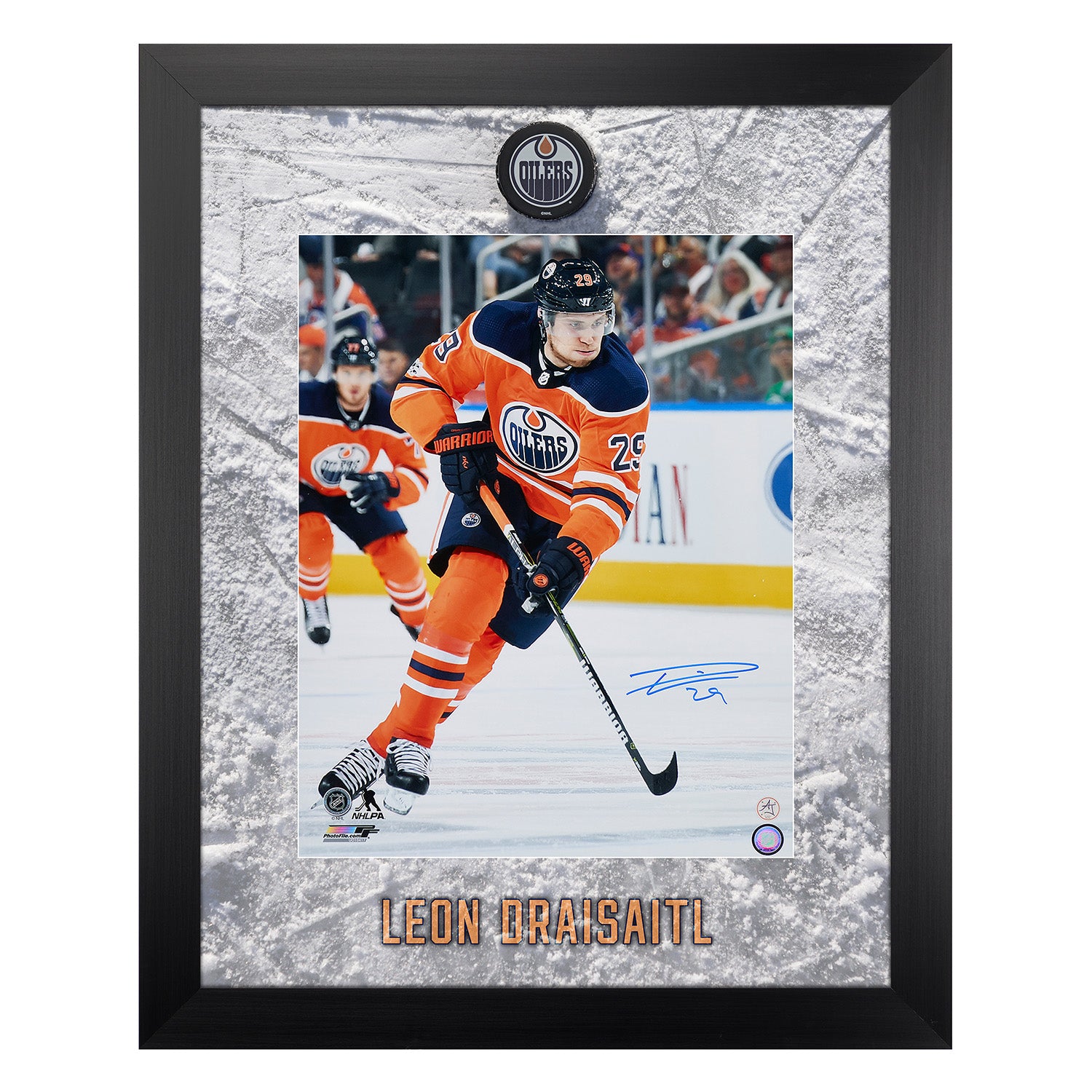 Leon Draisaitl Signed Edmonton Oilers Etched Ice 26x32 Frame