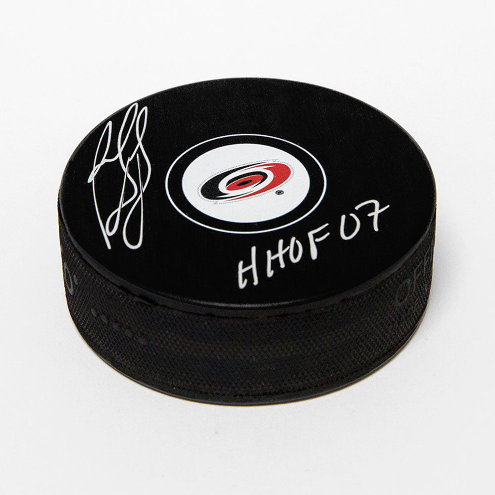 Ron Francis Carolina Hurricanes Autographed Hockey Puck with HOF Note