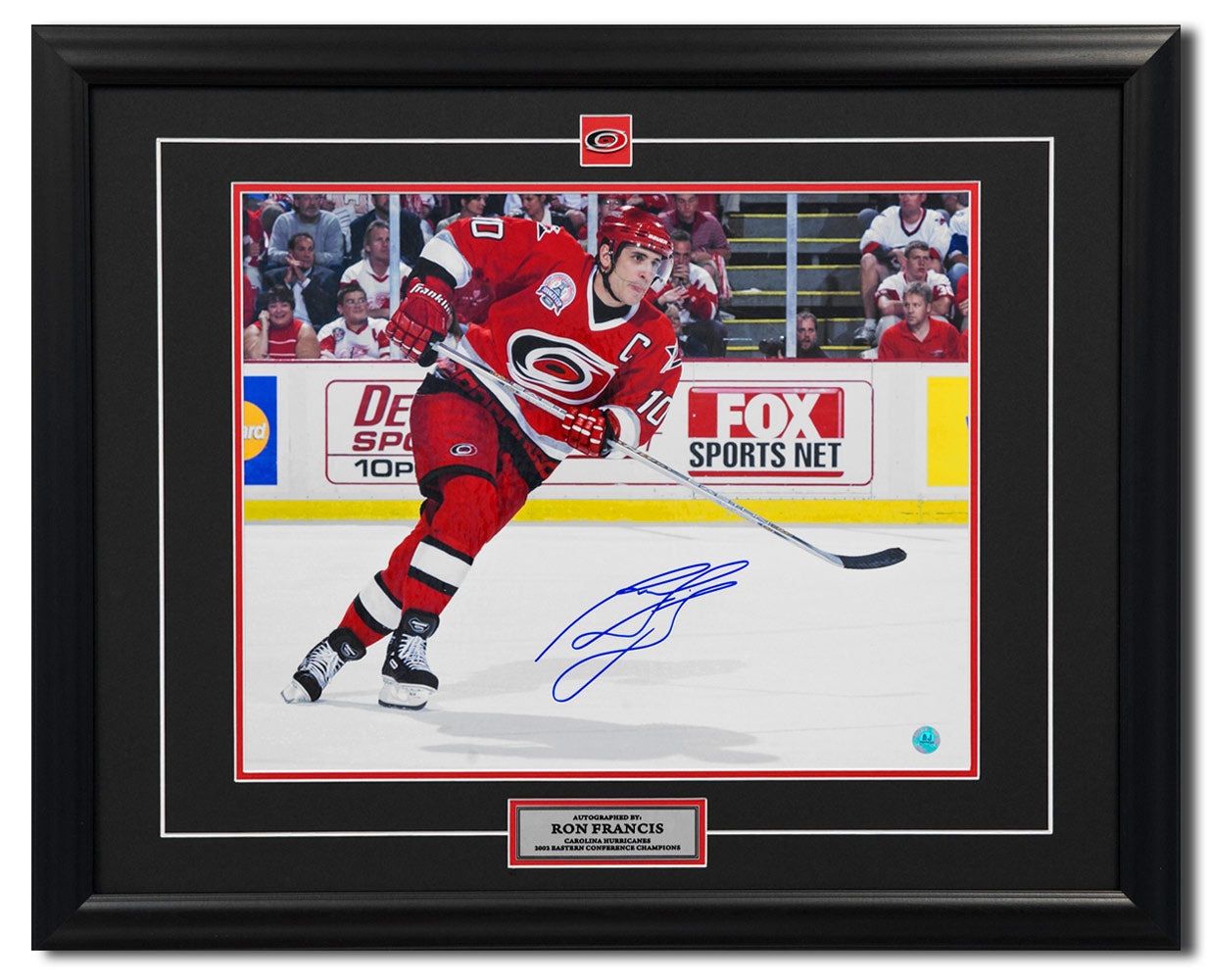 Ron Francis Carolina Hurricanes Signed 2002 Stanley Cup Finals 26x32 Frame