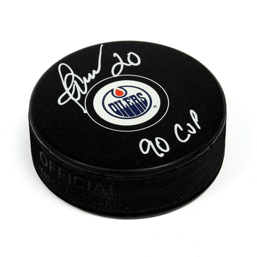 Martin Gelinas Edmonton Oilers Autographed Hockey Puck