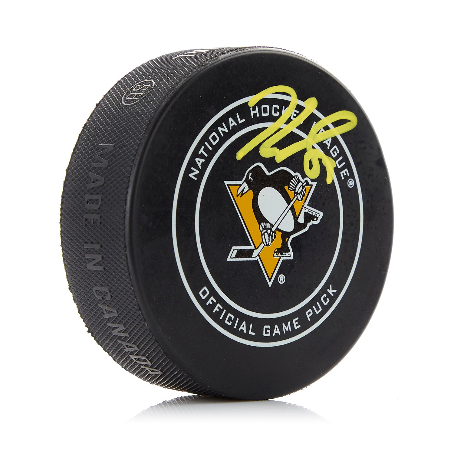 Jake Guentzel Autographed Pittsburgh Penguins Rookie Game Puck