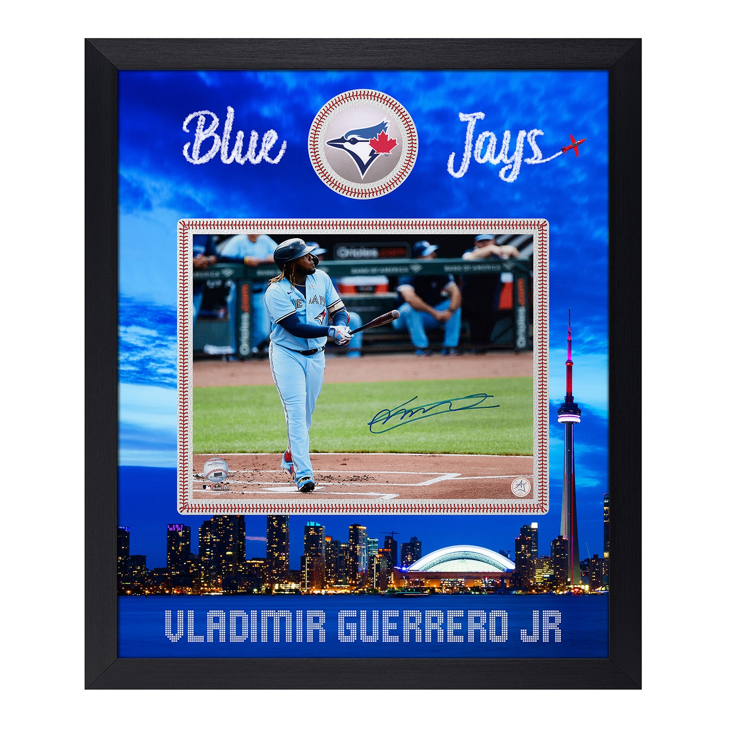 Vladimir Guerrero Jr. Signed Toronto Blue Jays Skyline Graphic 23x27 Frame