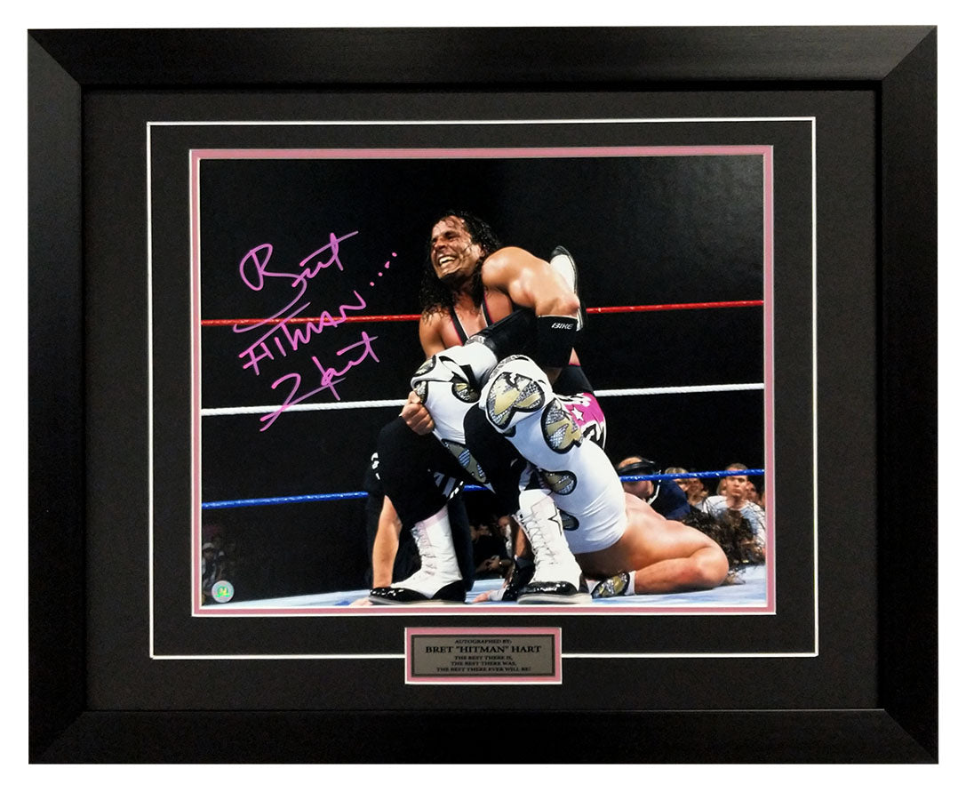 Bret Hitman Hart Autographed Sharpshooter Wrestling Legend 26x32 Frame