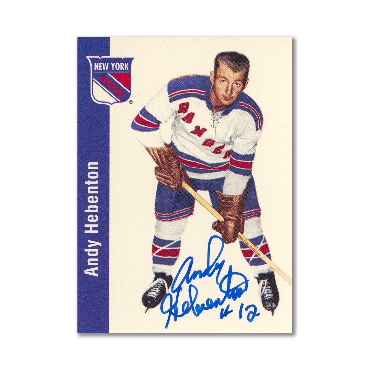 Autographed 1994 Parkhurst Missing Link #97 Andy Hebenton Hockey Card