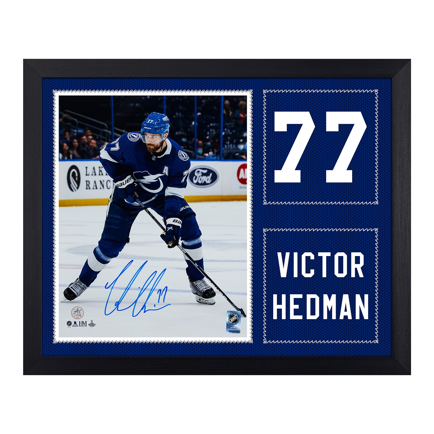 Victor Hedman Autographed Tampa Bay Lightning Uniform Graphic 19x23 Frame