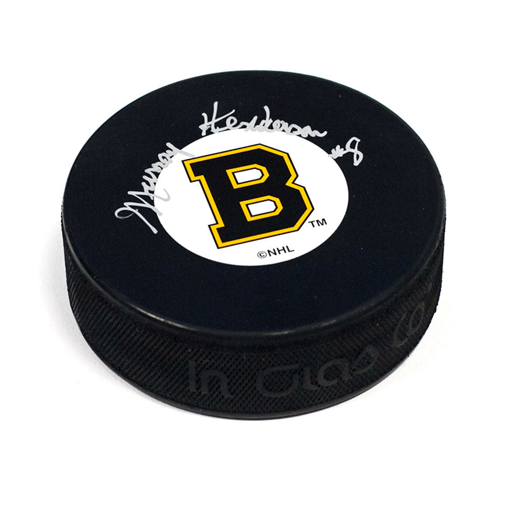 Murray Henderson Boston Bruins Autographed Hockey Puck