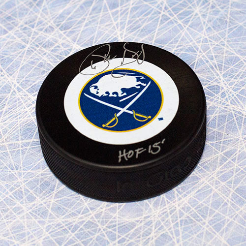 Phil Housley Buffalo Sabres Autographed Hockey Puck with HOF Note