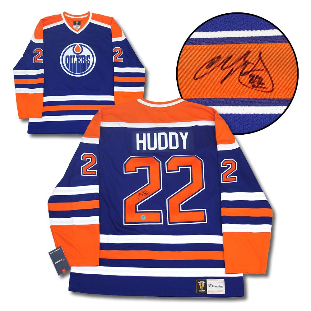 Charlie Huddy Edmonton Oilers Signed Retro Fanatics Jersey