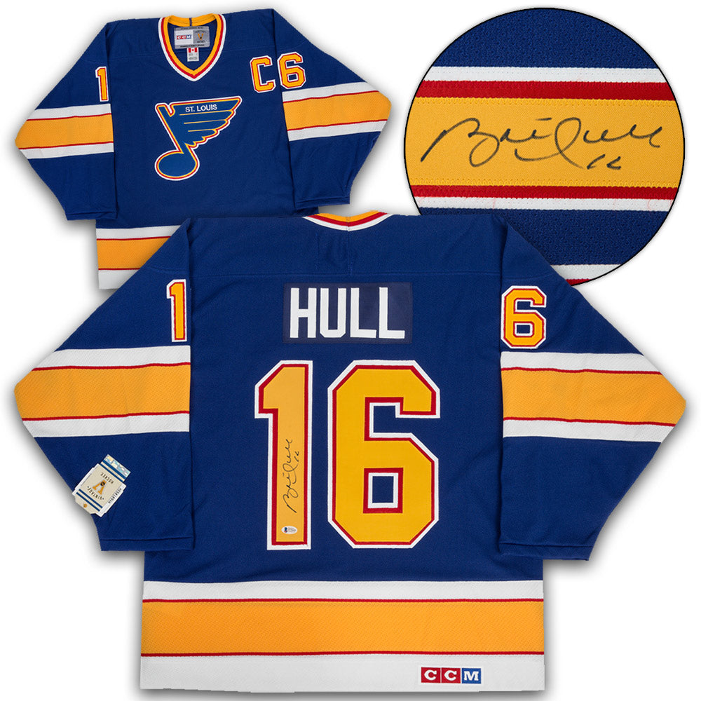 Brett Hull St Louis Blues Autographed Blue Vintage CCM Jersey