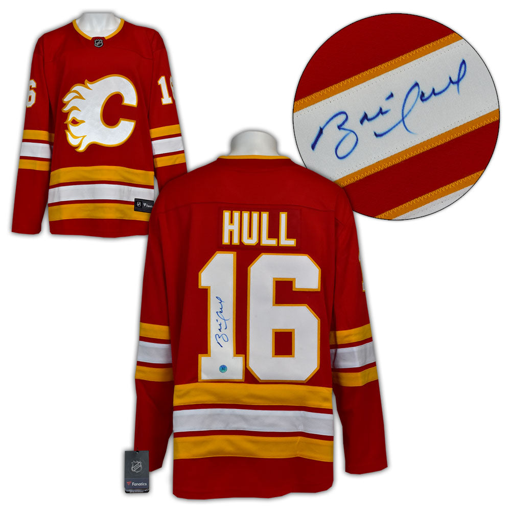 Brett Hull Calgary Flames Signed Rookie Retro Fanatics Jersey