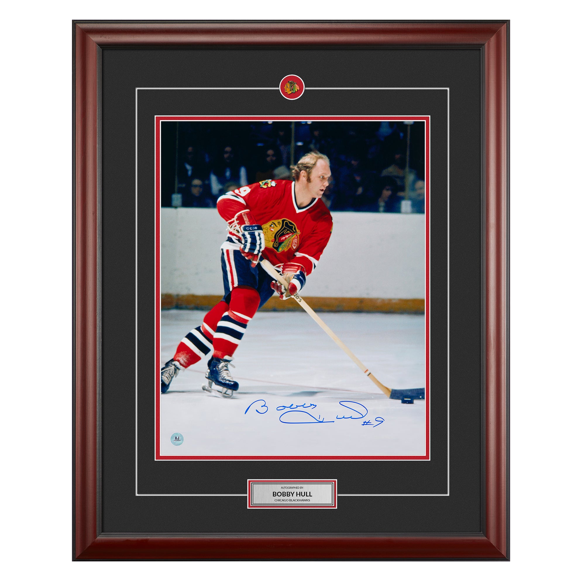 Bobby Hull Chicago Blackhawks Autographed Hockey 26x32 Frame