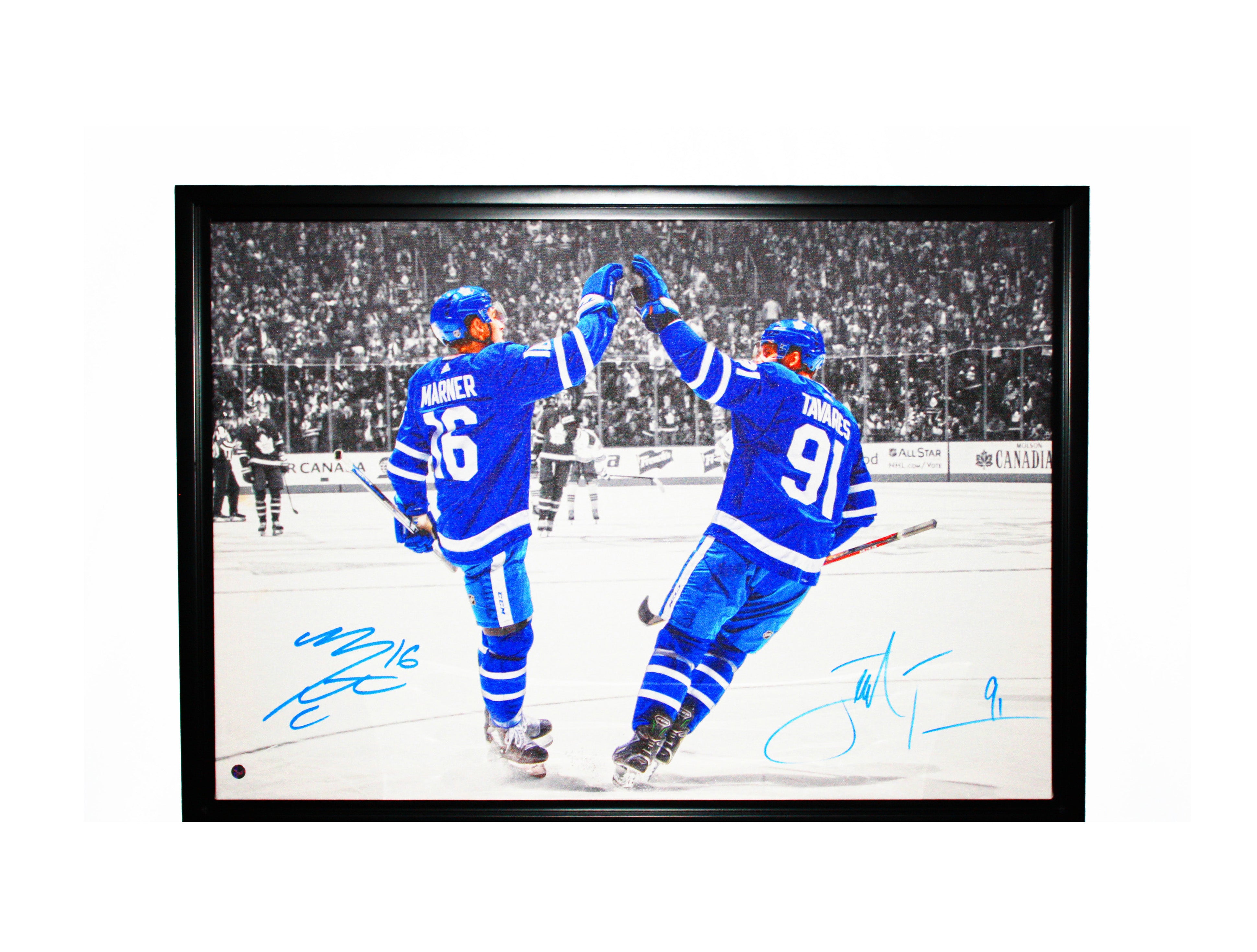 Morgan Rielly signed framed picture packaged deal with John Tavares Mitch Marner signed picture