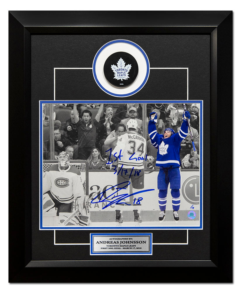 Andreas Johnsson Toronto Maple Leafs Signed & Dated 1st Goal 20x24 Frame #/18
