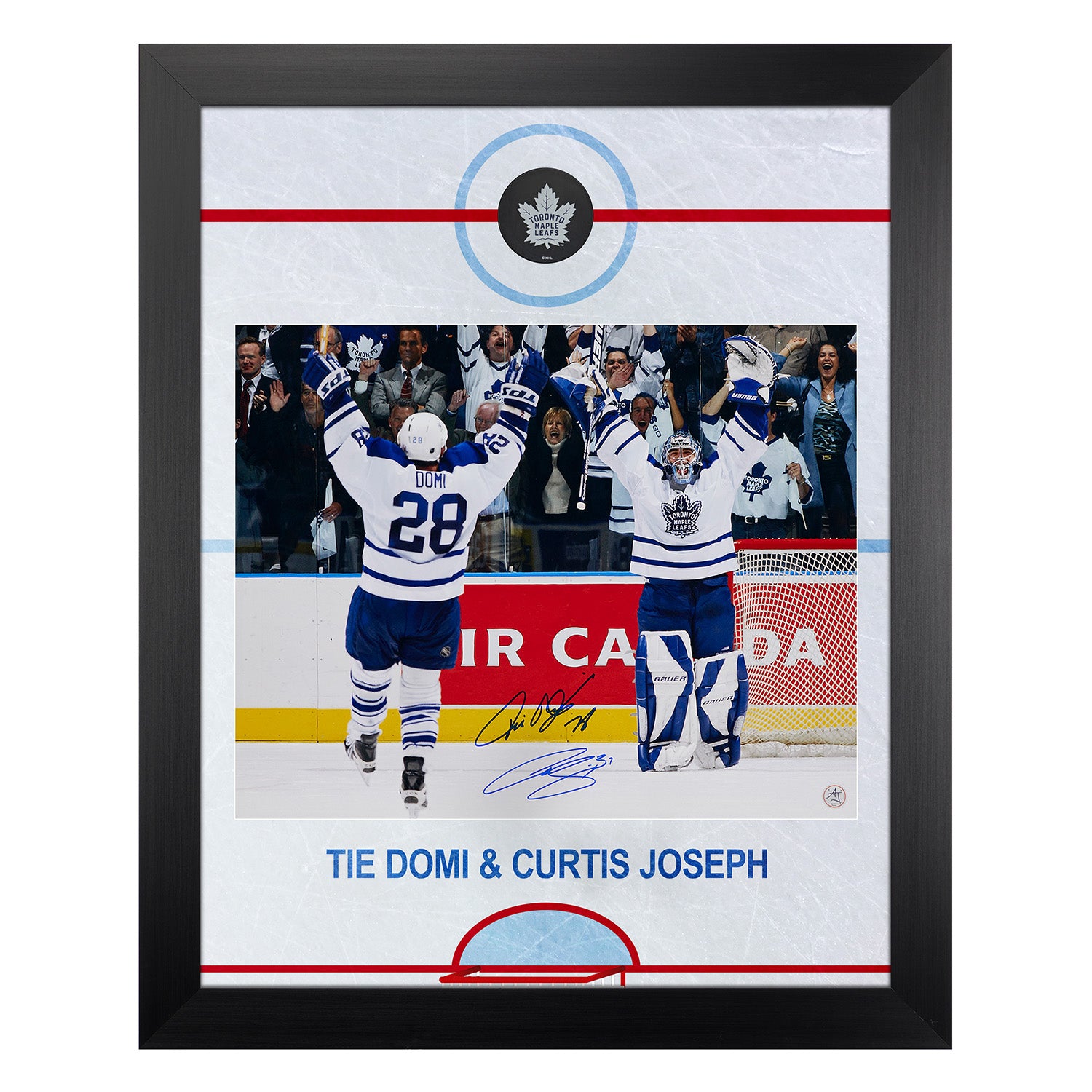Curtis Joseph & Tie Domi Dual Signed Maple Leafs Graphic Rink 26x32 Frame