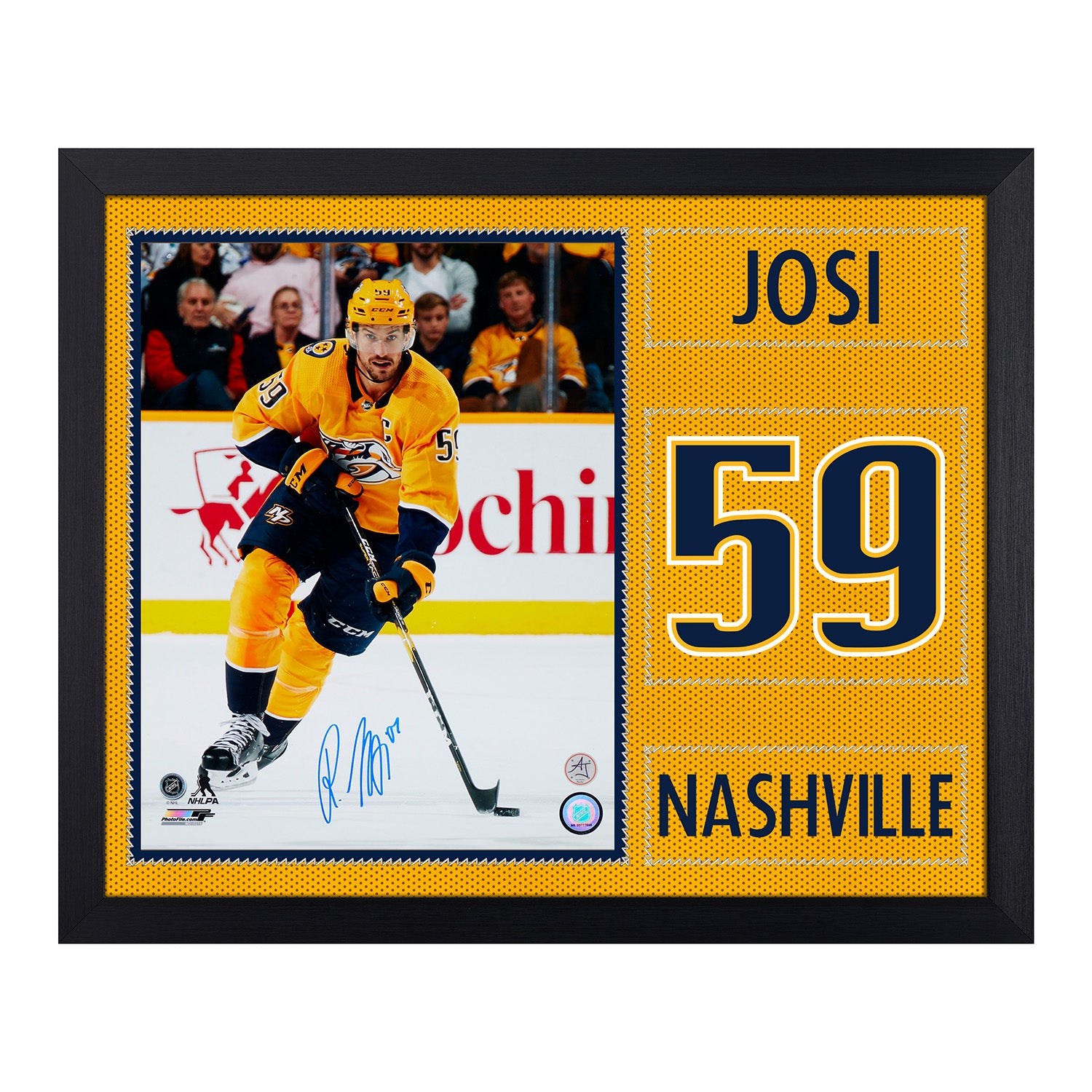 Roman Josi Autographed Nashville Predators Uniform Graphic 19x23 Frame
