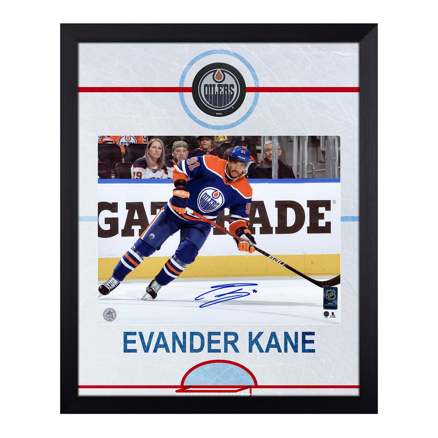 Evander Kane Signed Edmonton Oilers Rink Graphic 19x23 Frame