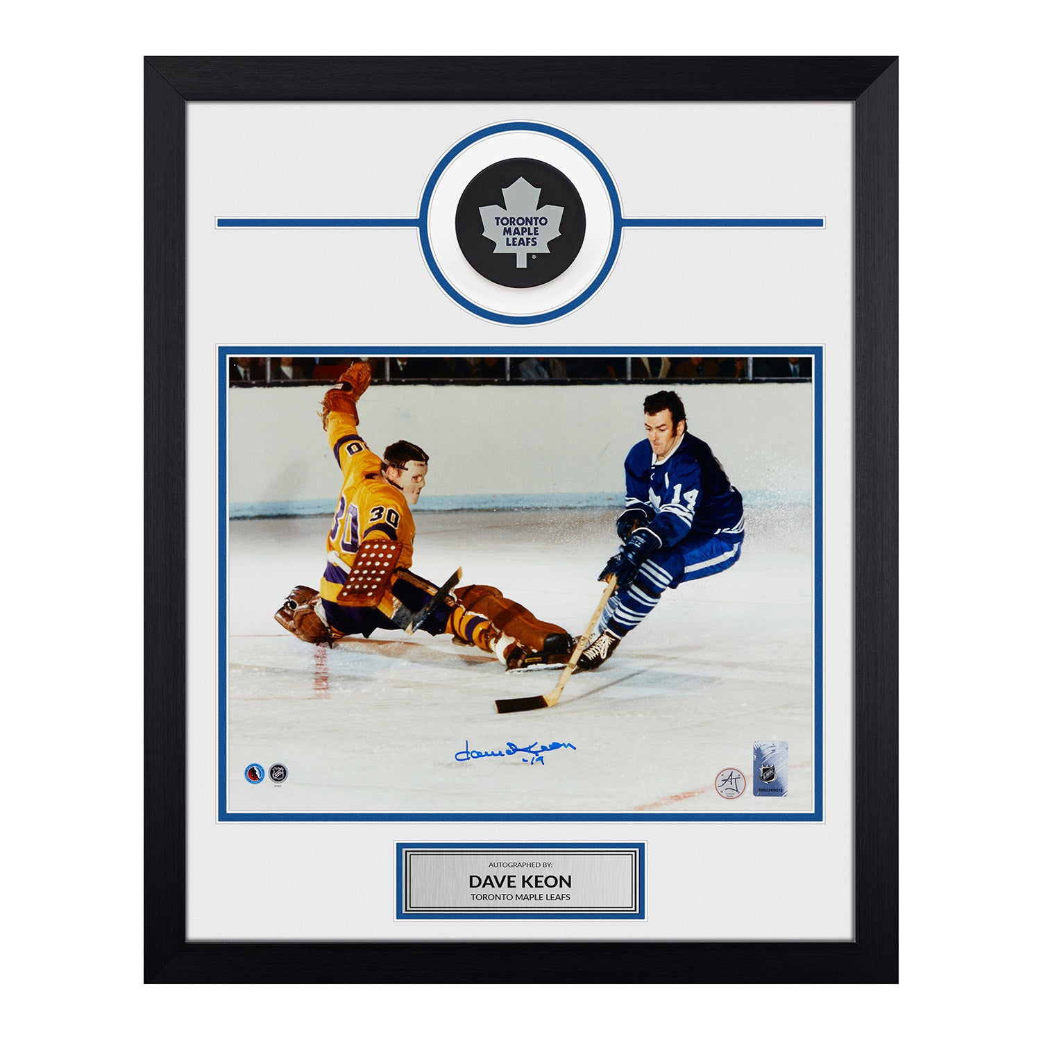 Dave Keon Signed Toronto Maple Leafs Puck Display 19x23 Frame