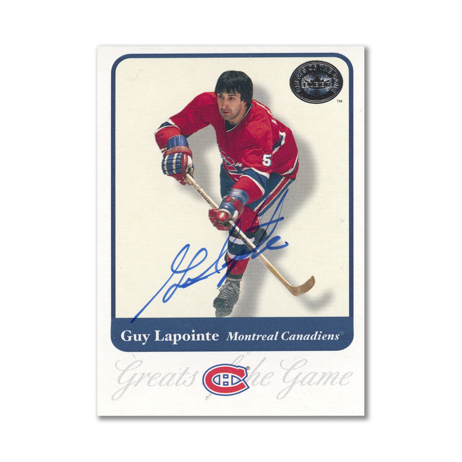 Autographed 2001-02 Fleer Greats of the Game #20 Guy Lapointe Base Card