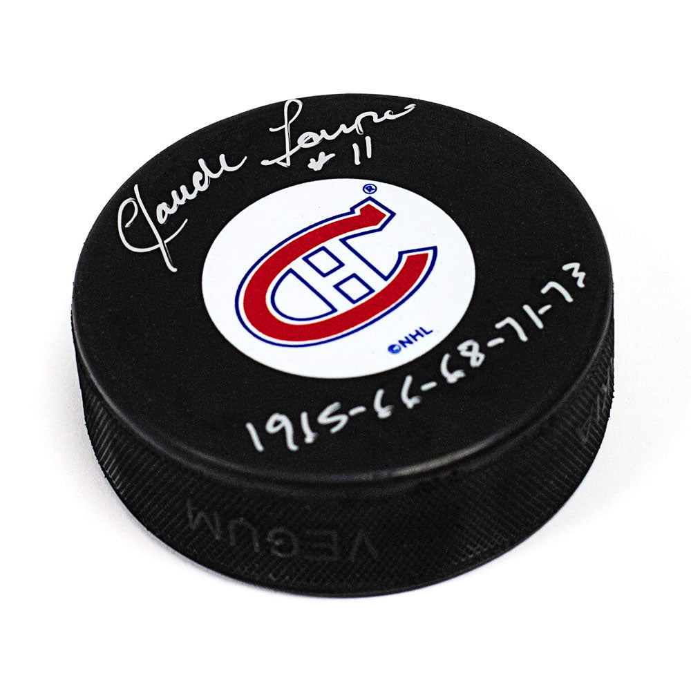 Claude Larose Montreal Canadiens Autographed Hockey Puck