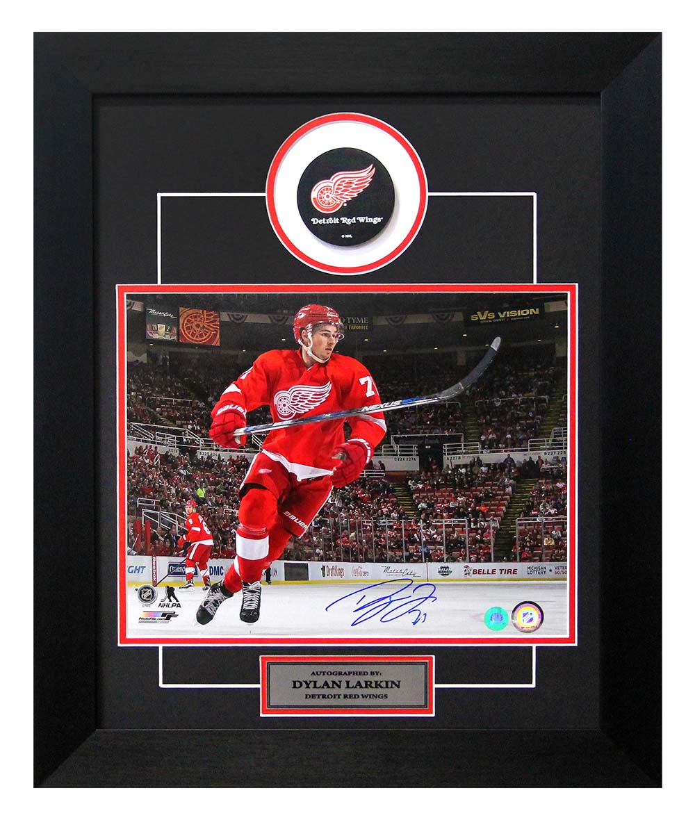 Dylan Larkin Detroit Red Wings Autographed Hockey 20x24 Puck Frame