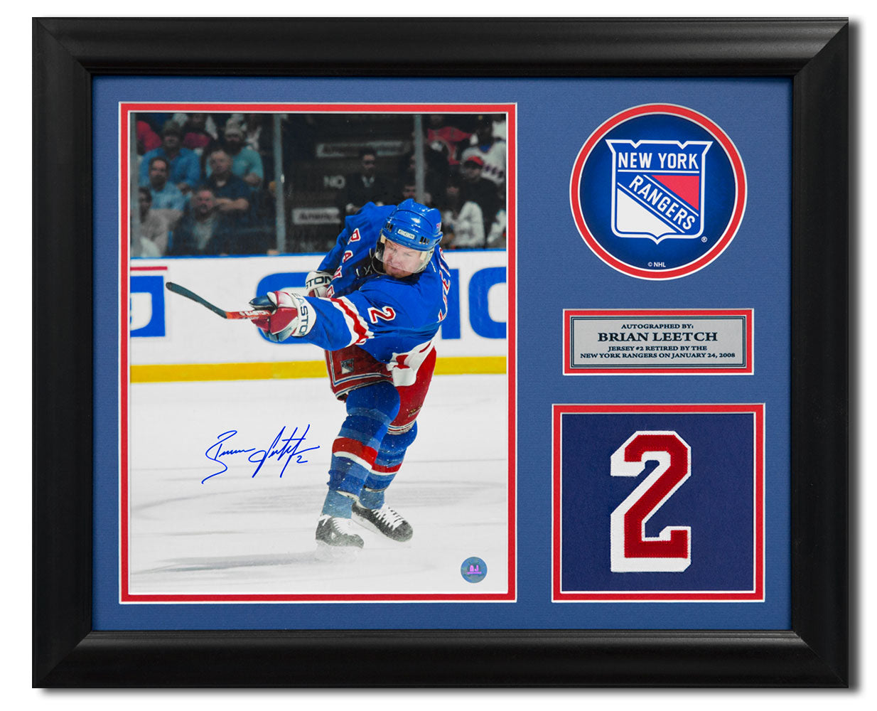 Brian Leetch New York Rangers Signed 20x24 Retired Number Frame