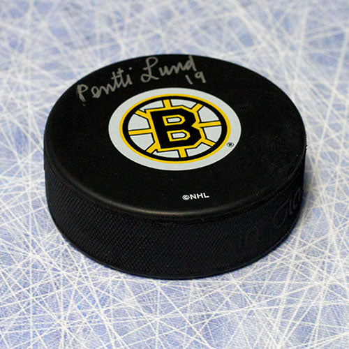 Pentti Lund Boston Bruins Autographed Hockey Puck