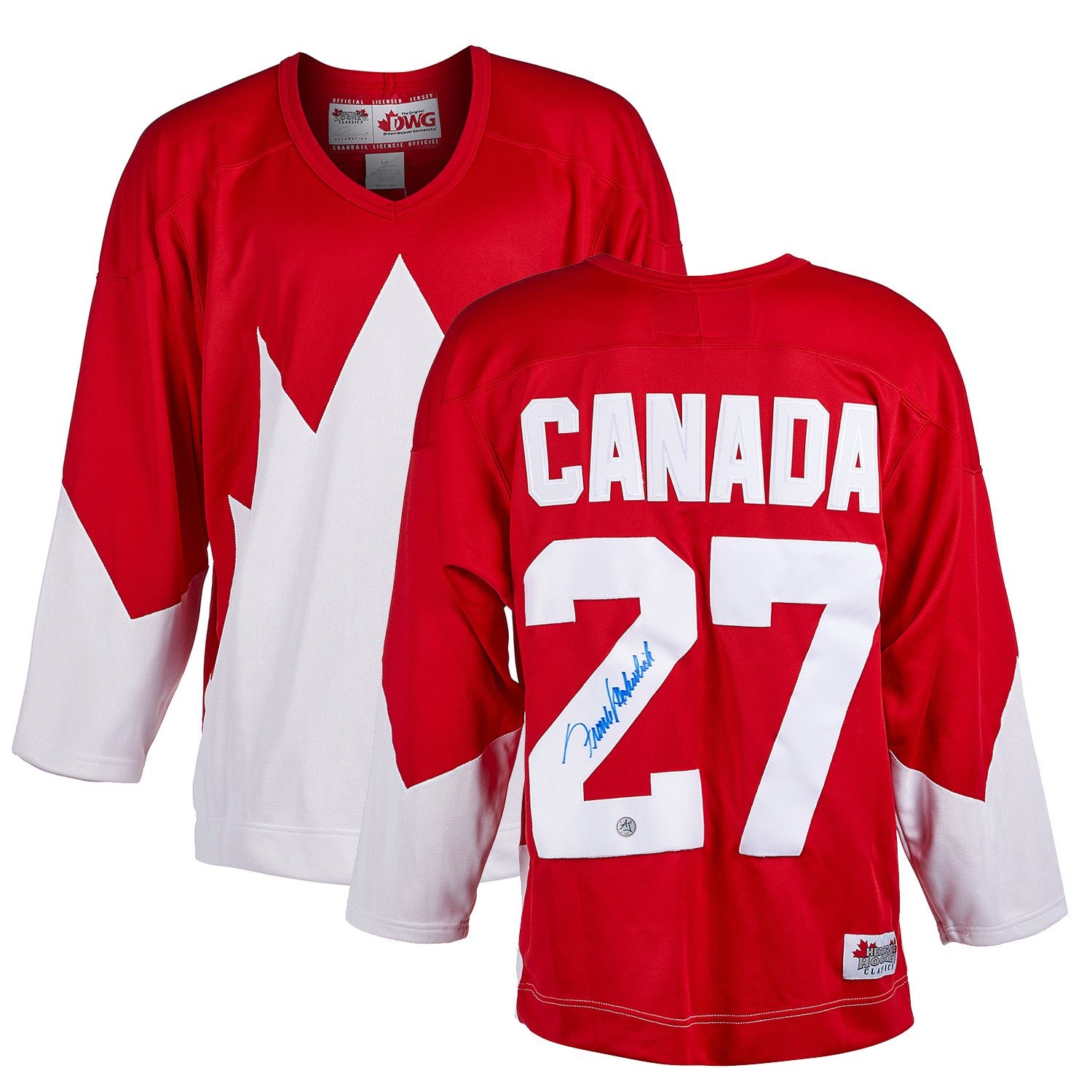 Frank Mahovlich Team Canada Signed Red 1972 Summit Series Jersey