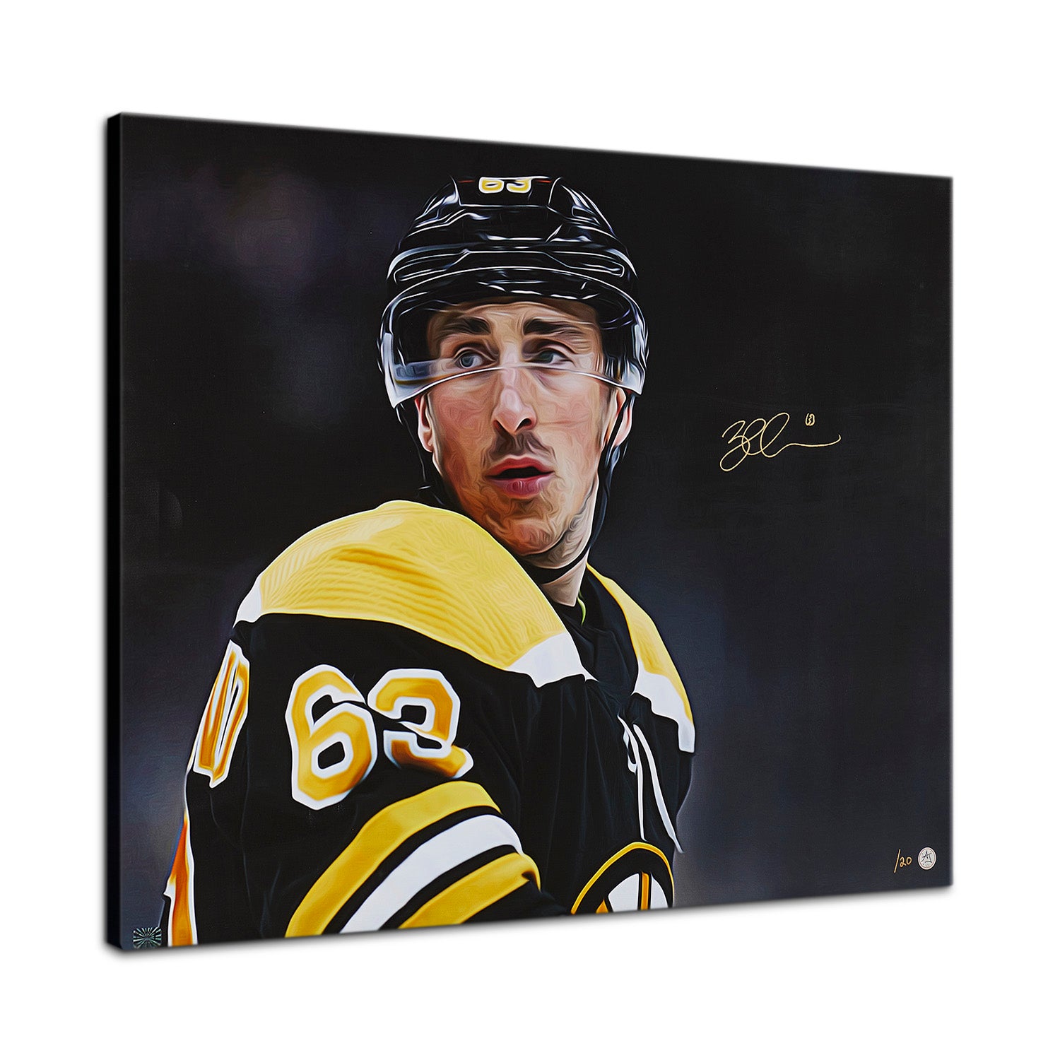 Brad Marchand Signed Boston Hockey Portrait 26x32 Art Canvas /20