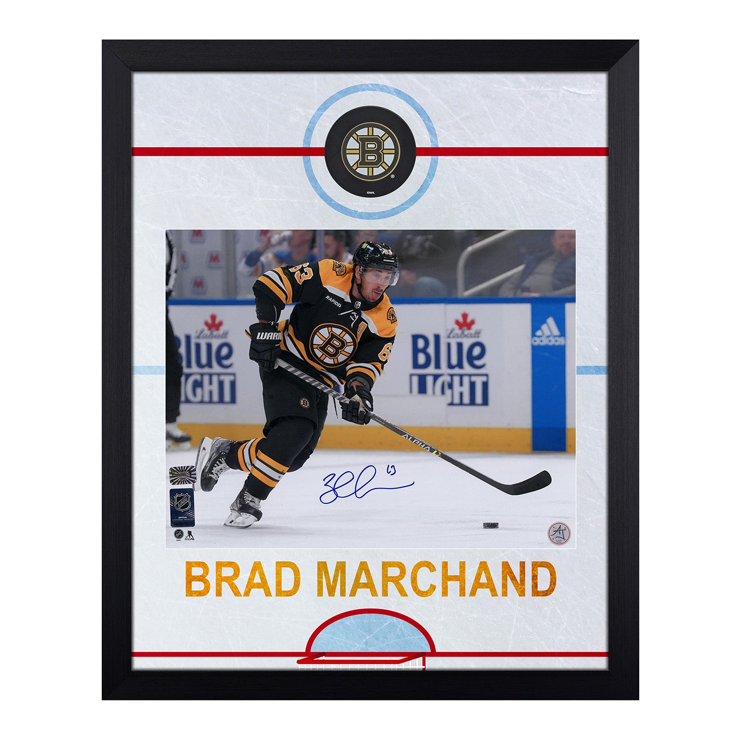 Brad Marchand Signed Boston Bruins Graphic Rink 19x23 Frame
