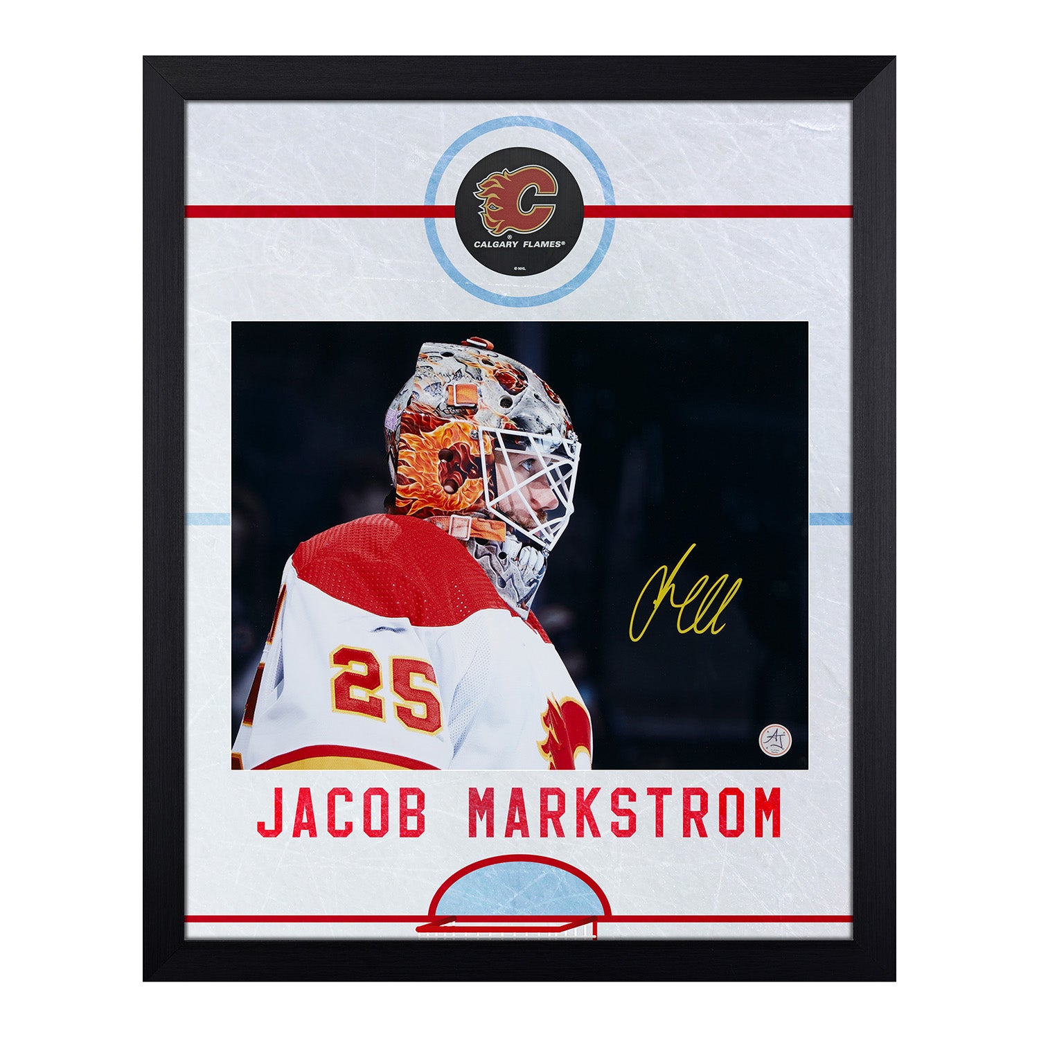 Jacob Markstrom Signed Calgary Flames Graphic Rink 19x23 Frame