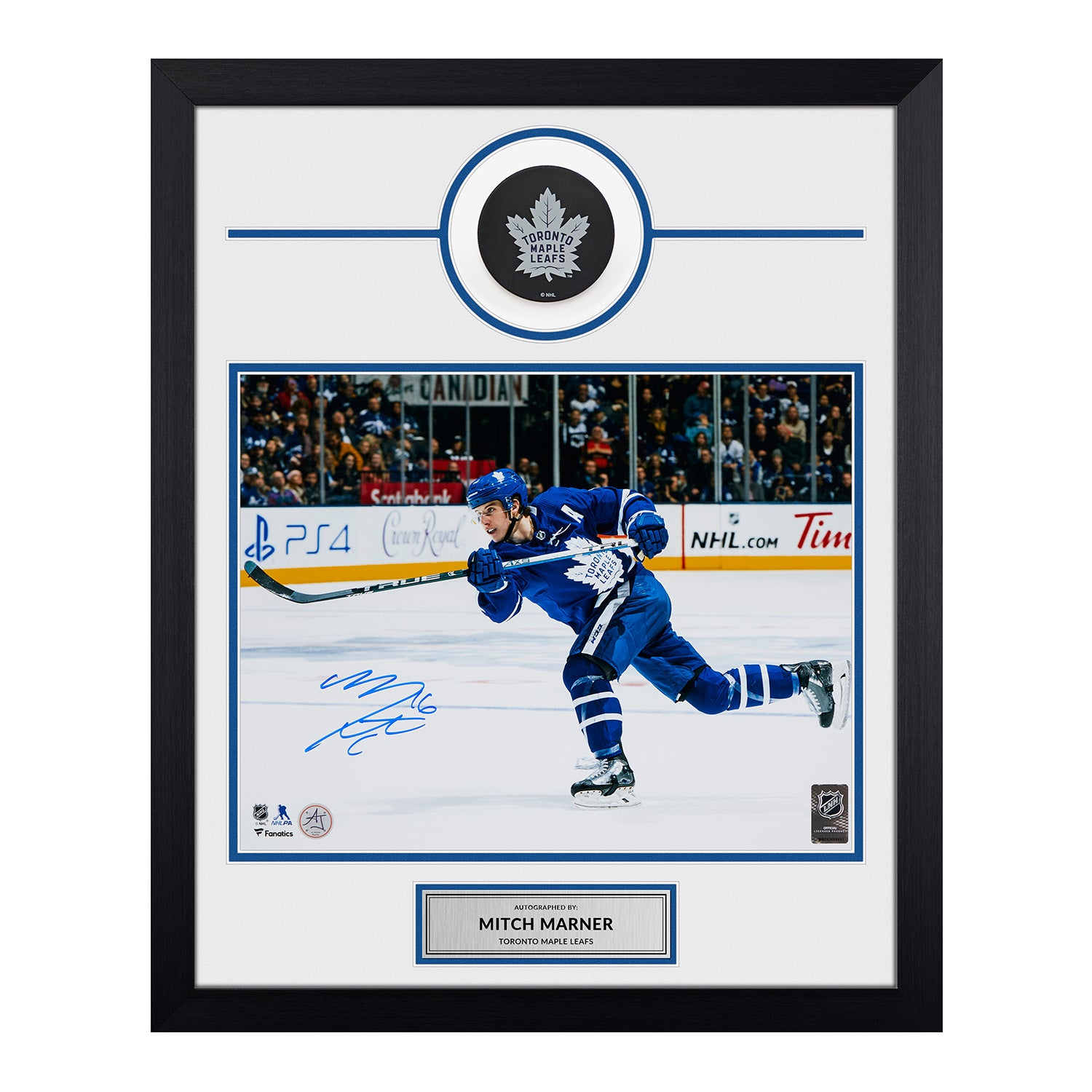 Mitch Marner Toronto Maple Leafs Signed Shooter 20x24 Puck Frame