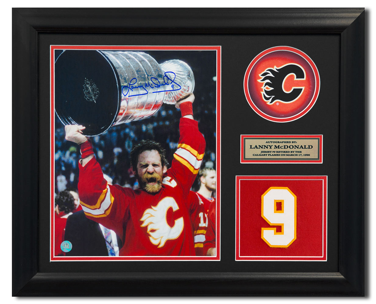 Lanny McDonald Calgary Flames Signed 20x24 Retired Number Frame