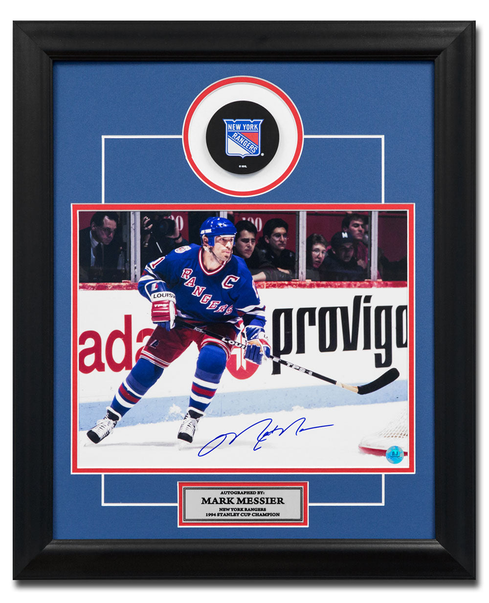 Mark Messier New York Rangers Autographed Hockey Captain 20x24 Puck Frame