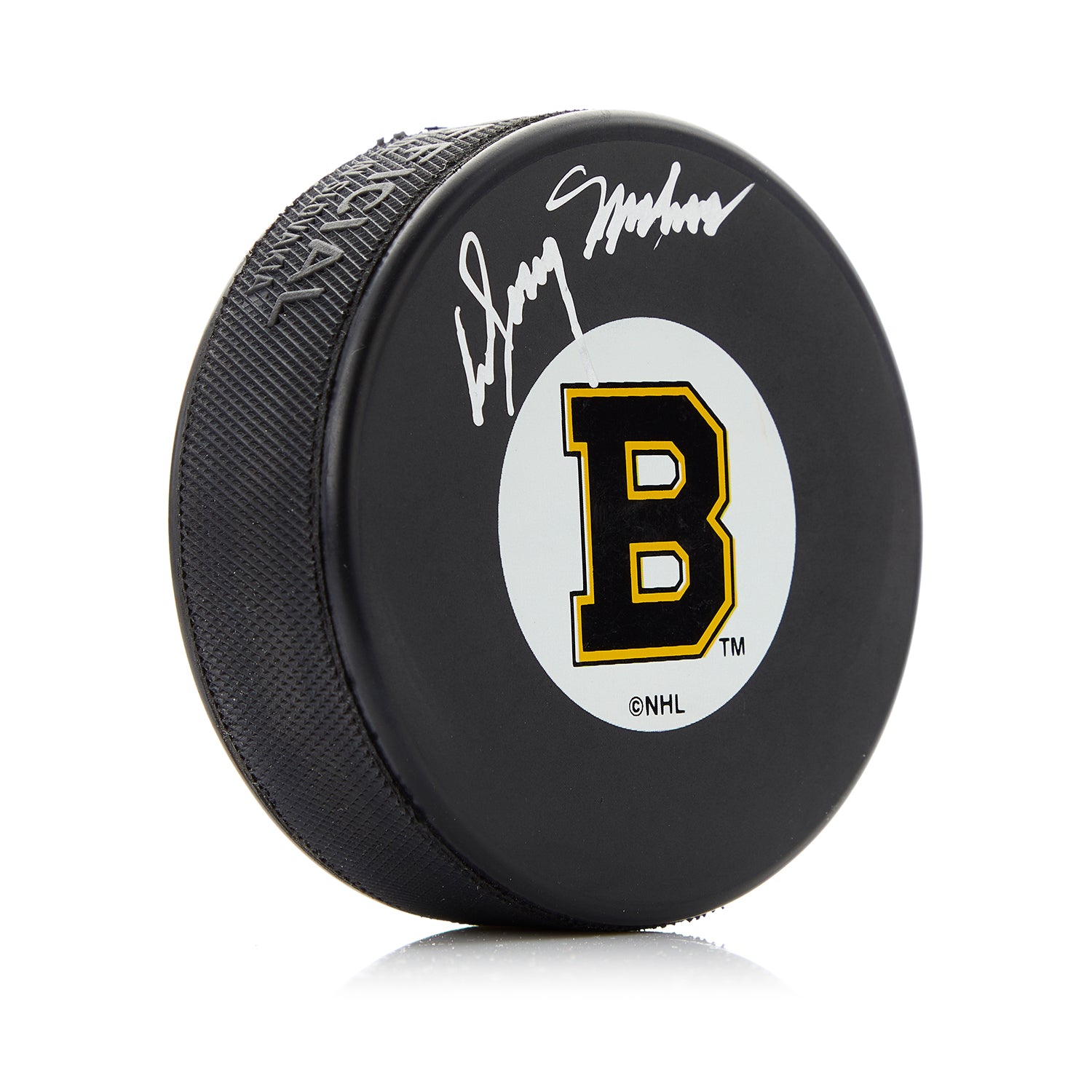 Doug Mohns Autographed Boston Bruins Hockey Puck