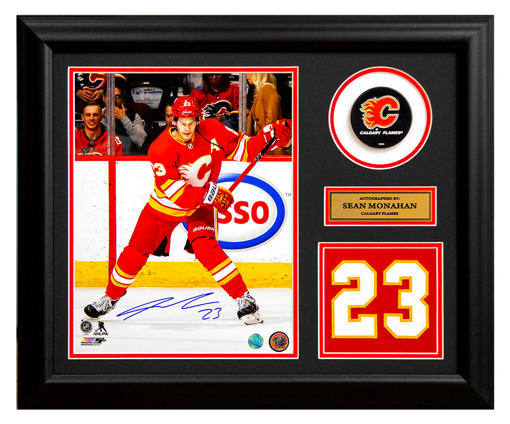 Sean Monahan Calgary Flames Signed Retro 20x24 Number Frame