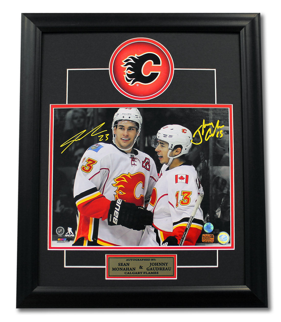 Sean Monahan & Johnny Gaudreau Dual Signed Calgary Flames Stars 20x24 Frame
