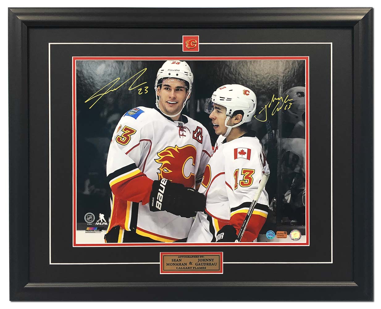 Sean Monahan & Johnny Gaudreau Dual Signed Calgary Flames Stars 26x32 Frame