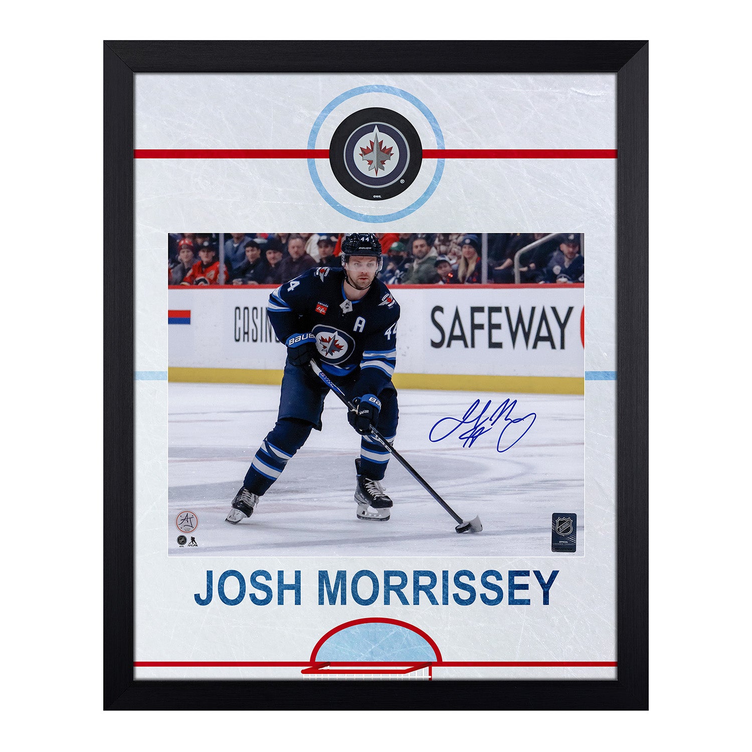 Josh Morrissey Signed Winnipeg Jets Rink Graphic 19x23 Frame