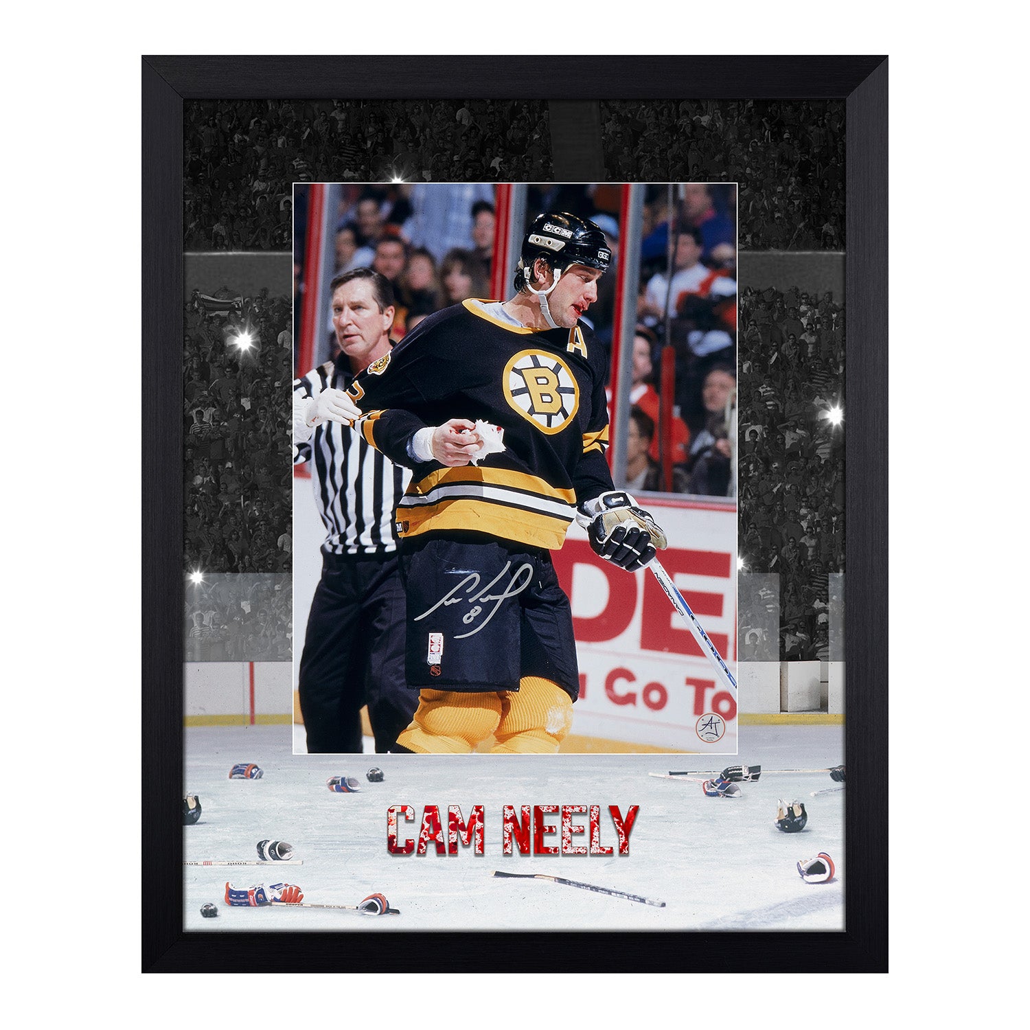 Cam Neely Signed Boston Bruins Bloody Warrior 19x23 Frame